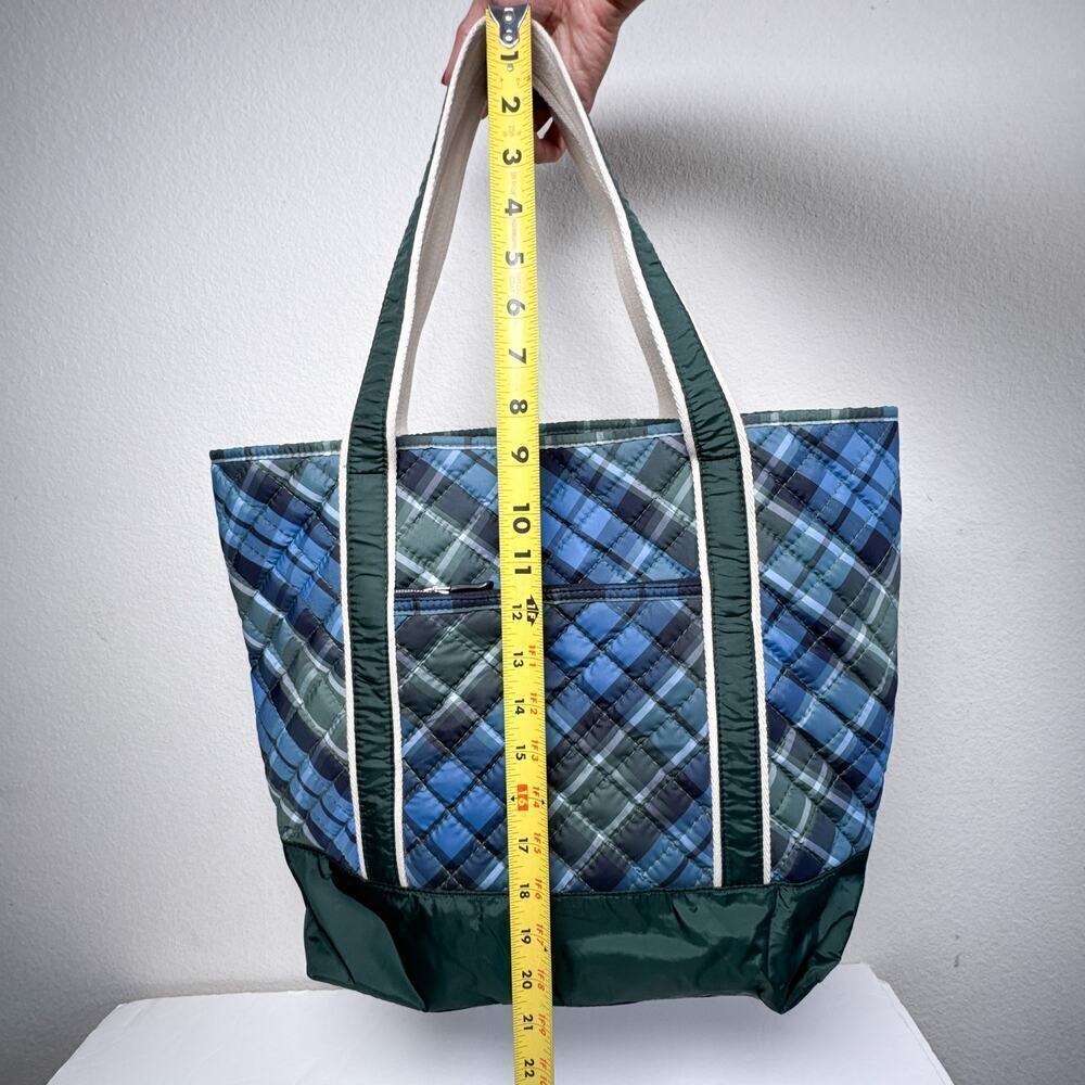 Lands’ End Quilted Plaid Tote Medium Bag - Picture 11 of 13